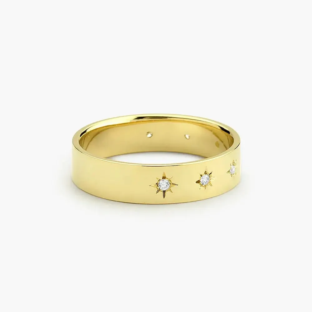0.11CTW Round Cut Diamond Star Setting Wedding Band