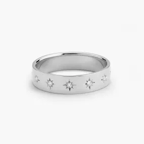 0.11CTW Round Cut Diamond Star Setting Wedding Band