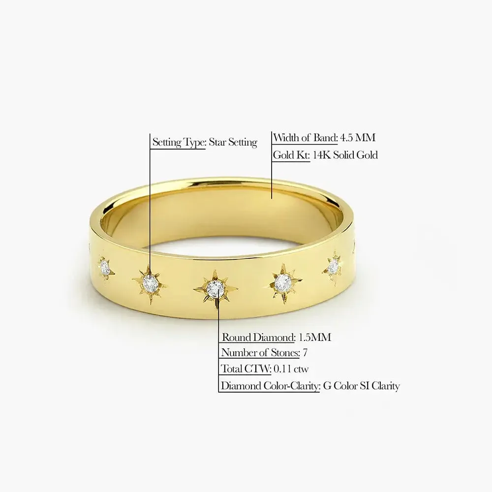 0.11CTW Round Cut Diamond Star Setting Wedding Band