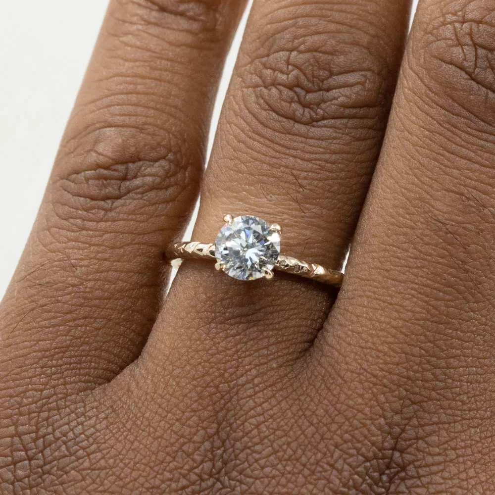 1.10ct Round Salt And Pepper Diamond Evergreen Solitaire in 14k Yellow Gold