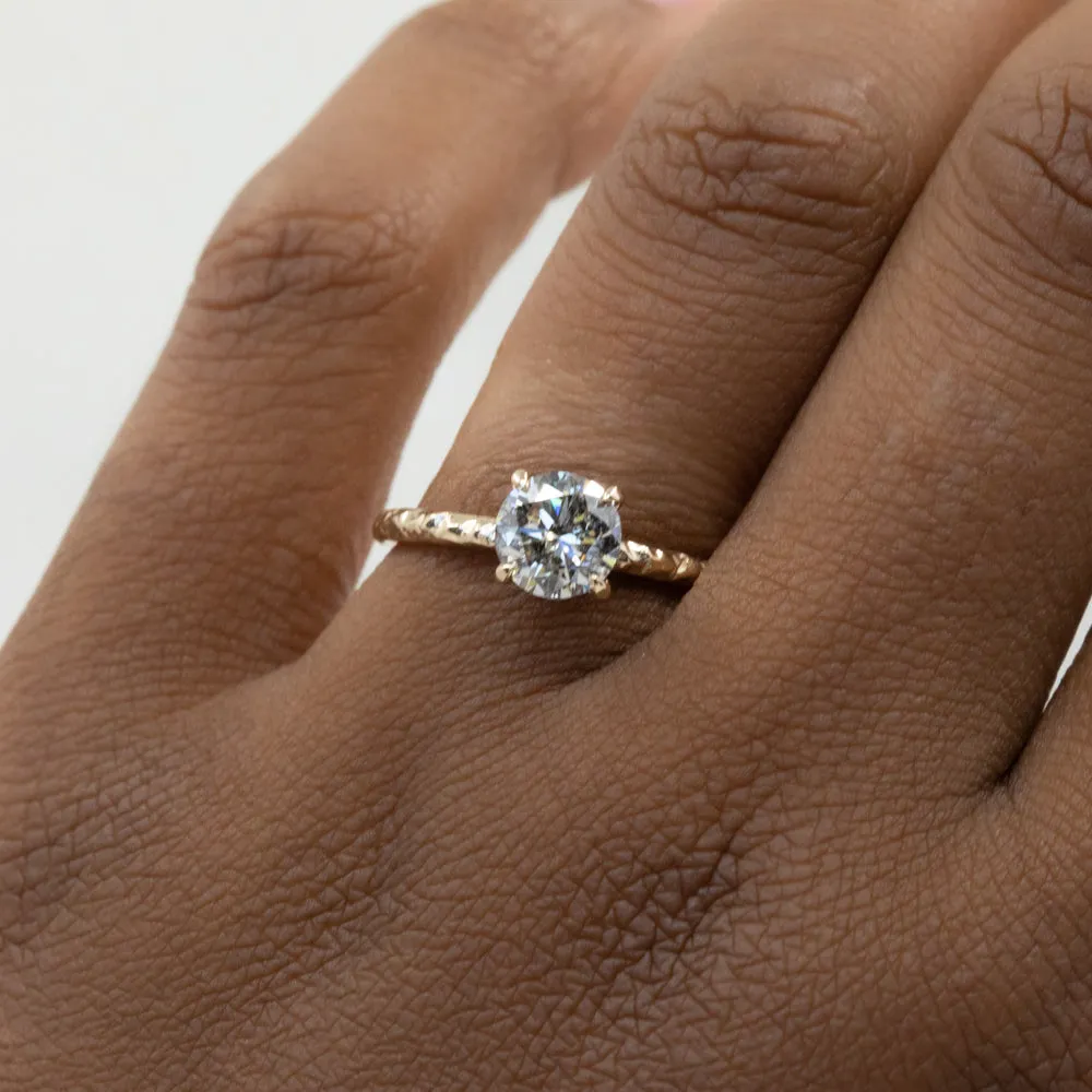 1.10ct Round Salt And Pepper Diamond Evergreen Solitaire in 14k Yellow Gold