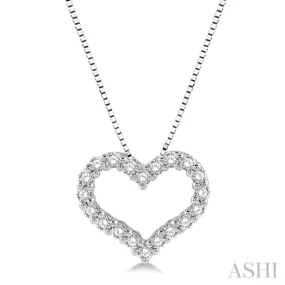 1/2 ctw Heart Shape Round Cut Diamond Pendant With Chain in 14K White Gold