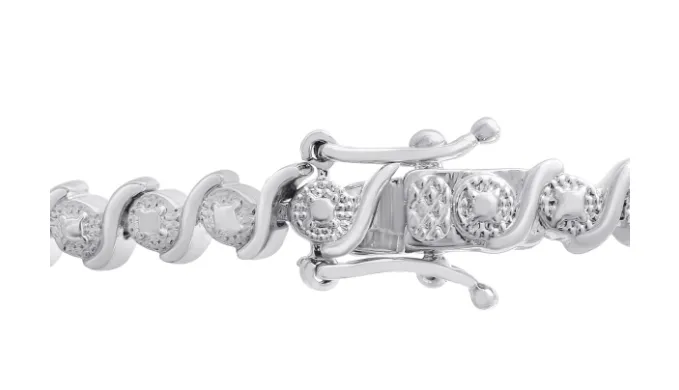 1/3 Carat Diamond S-Type Tennis Bracelet, Platinum Overlay, 7 Inches - Ships Same/Next Day!