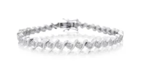 1/3 Carat Diamond S-Type Tennis Bracelet, Platinum Overlay, 7 Inches - Ships Same/Next Day!