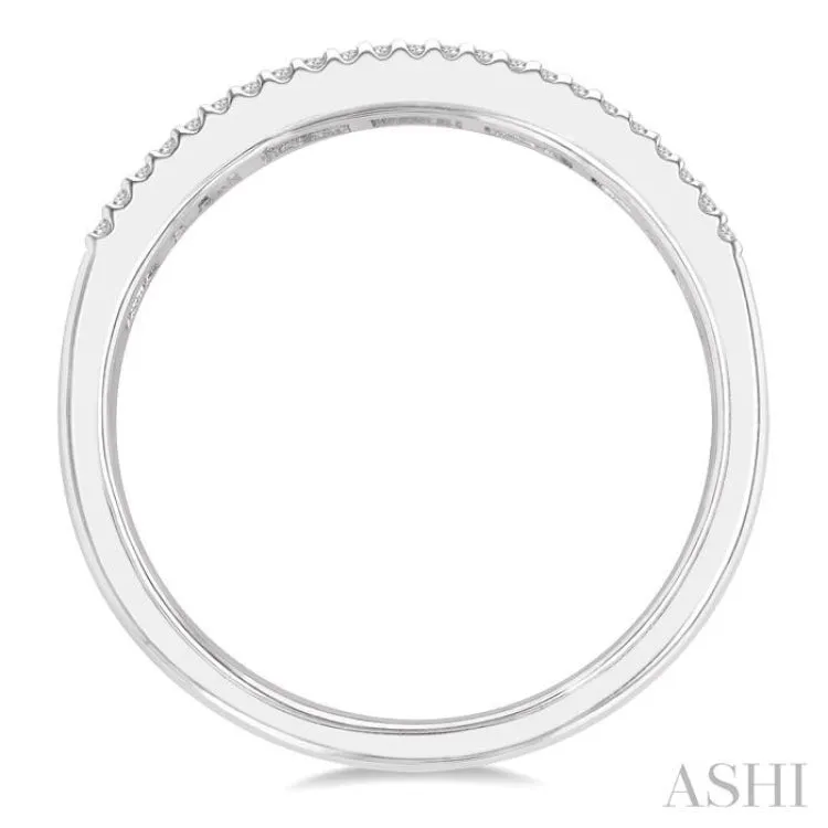 1/4 ctw Baguette and Round Cut Diamond Stackable Fashion Band in 14K White Gold