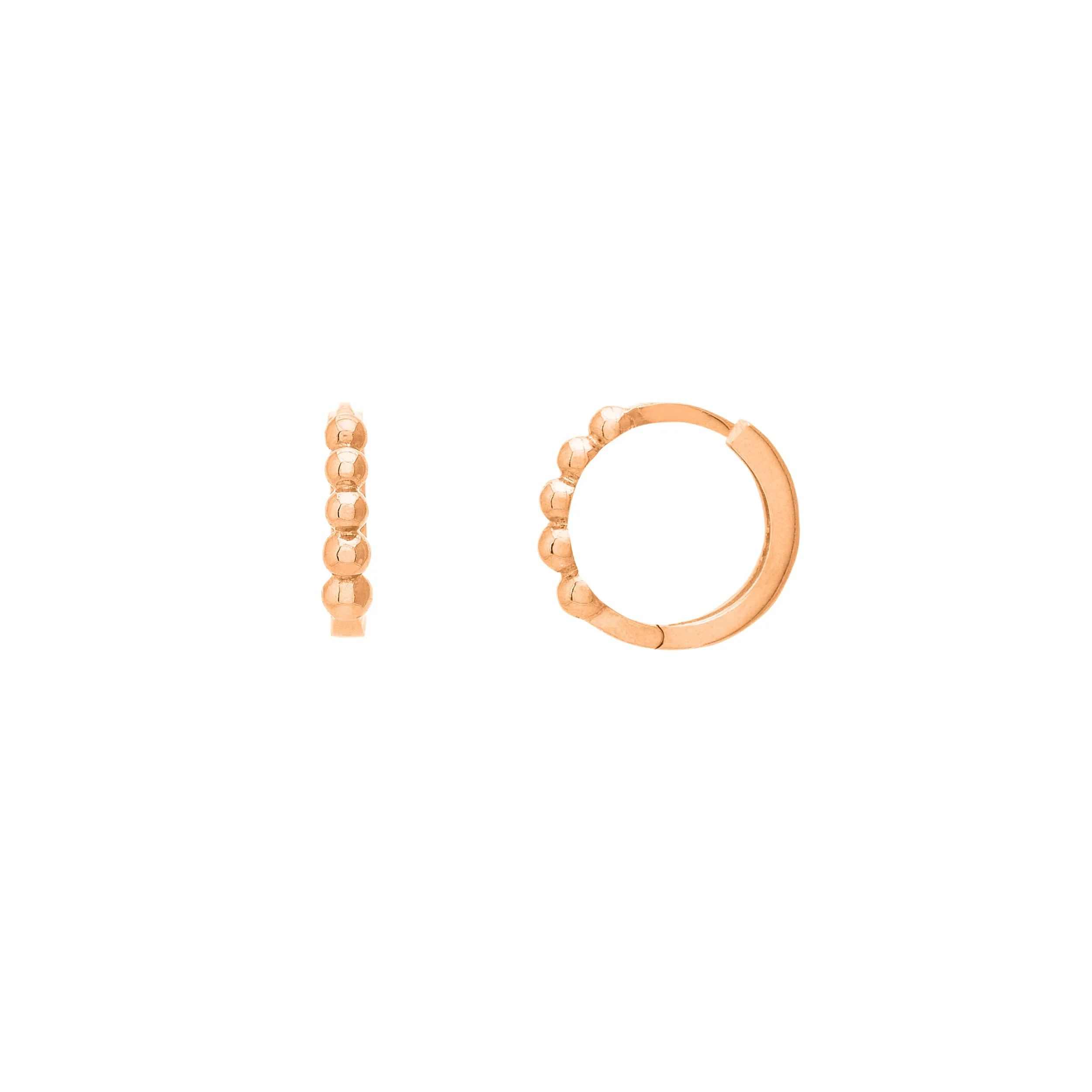 14k Gold Beaded Mini Hoops