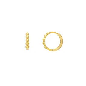 14k Gold Beaded Mini Hoops