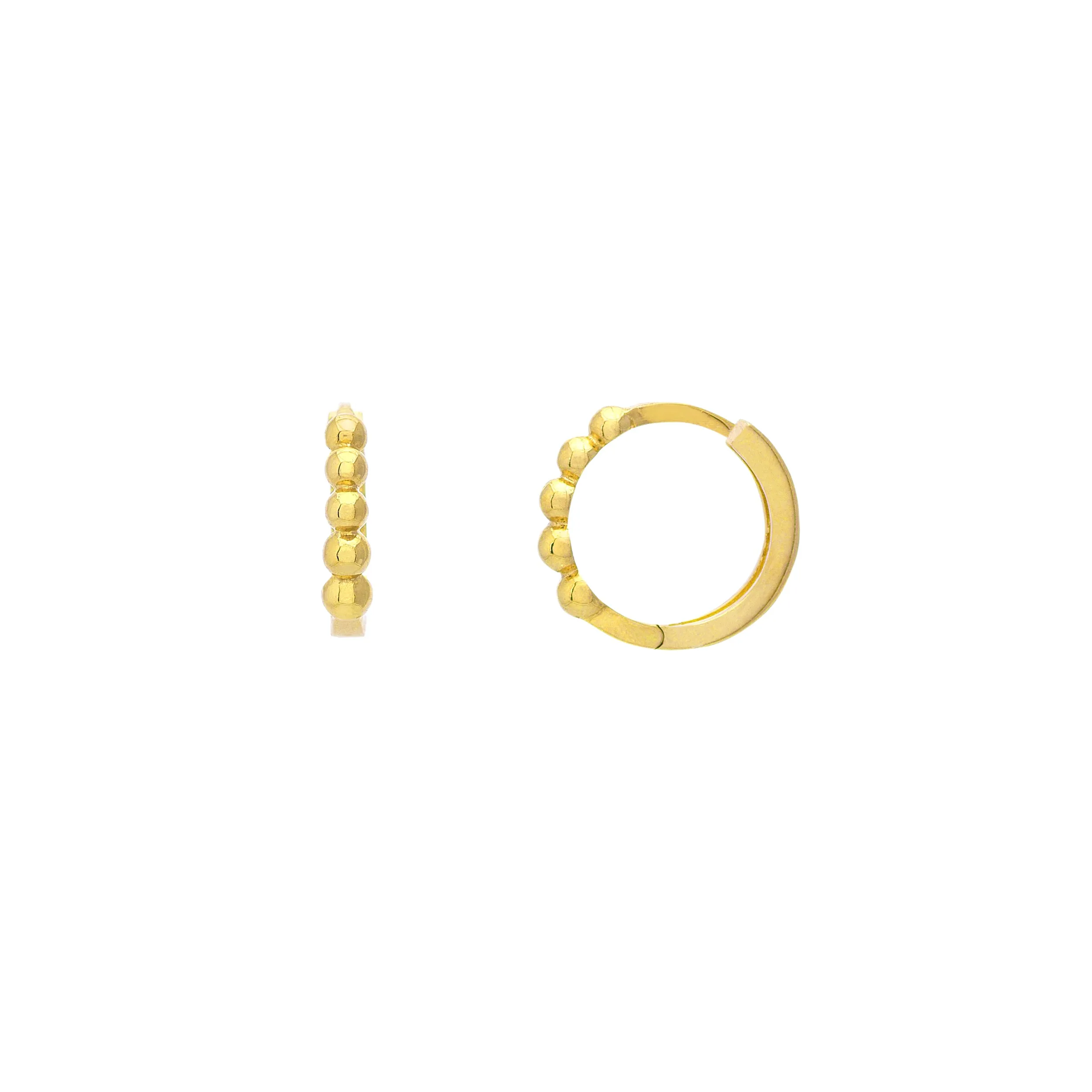 14k Gold Beaded Mini Hoops