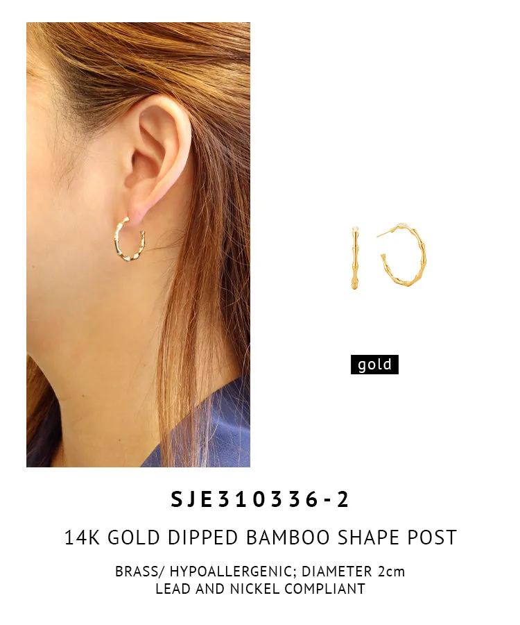 14K Gold Dipped Bamboo Shape Post