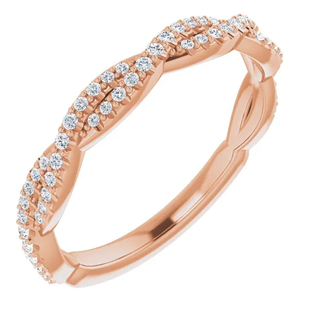 14K Gold Lab-grown Diamond Twisted Wedding Band