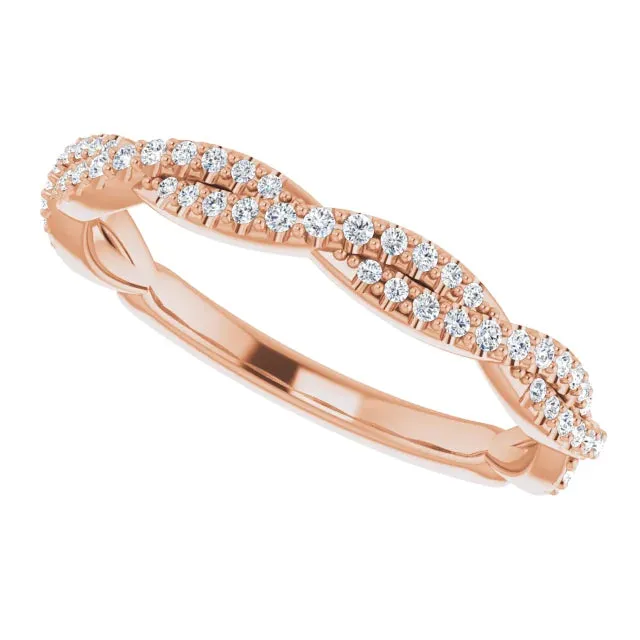 14K Gold Lab-grown Diamond Twisted Wedding Band