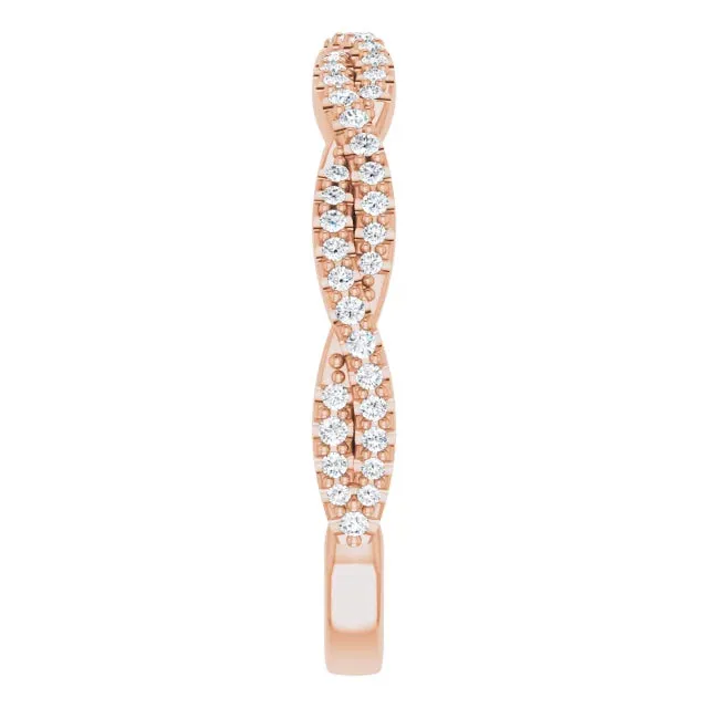 14K Gold Lab-grown Diamond Twisted Wedding Band