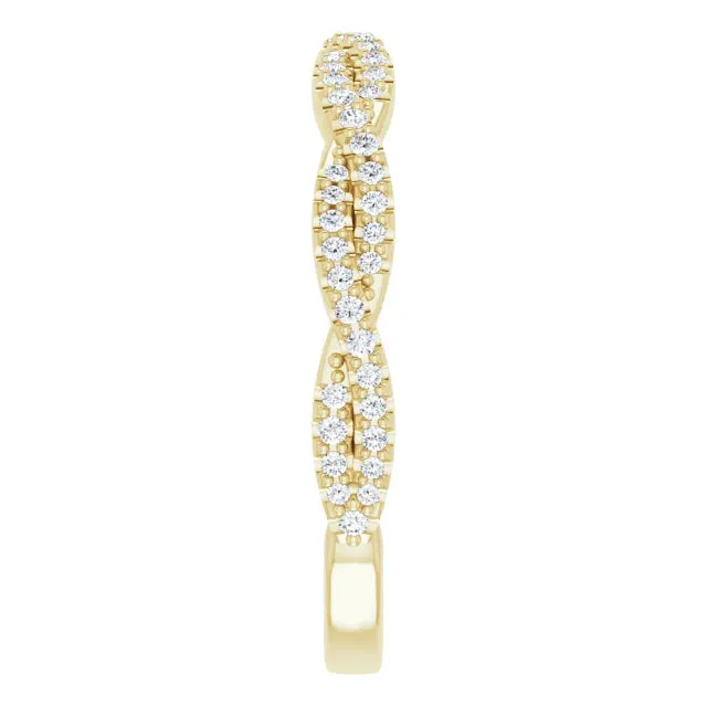 14K Gold Lab-grown Diamond Twisted Wedding Band