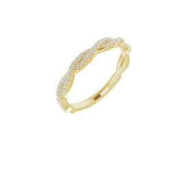 14K Gold Lab-grown Diamond Twisted Wedding Band