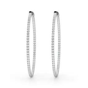 14K Inside Out Hoop Diamond Earring 42mm