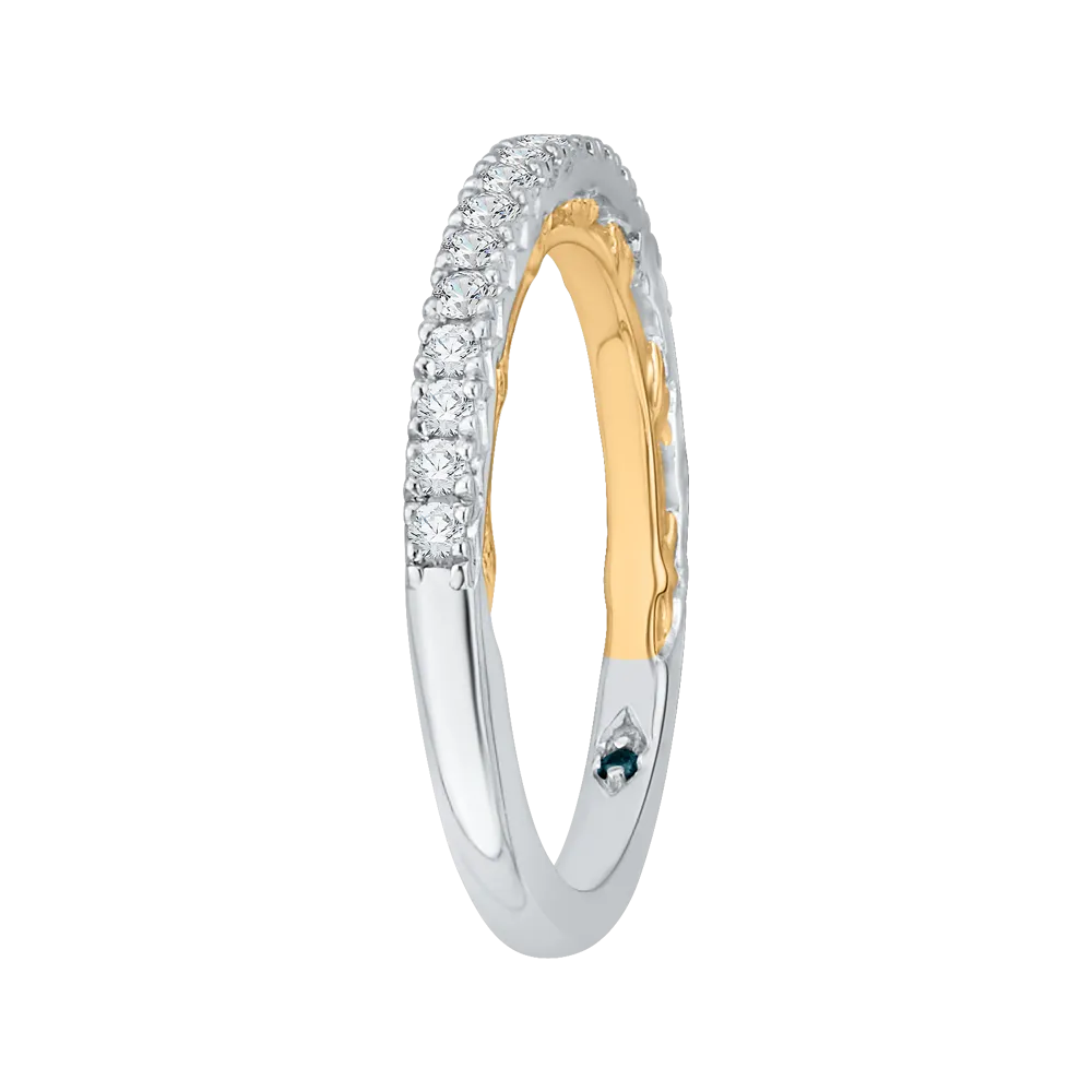 14K Two Tone Gold Round Diamond Half Eternity Wedding Band
