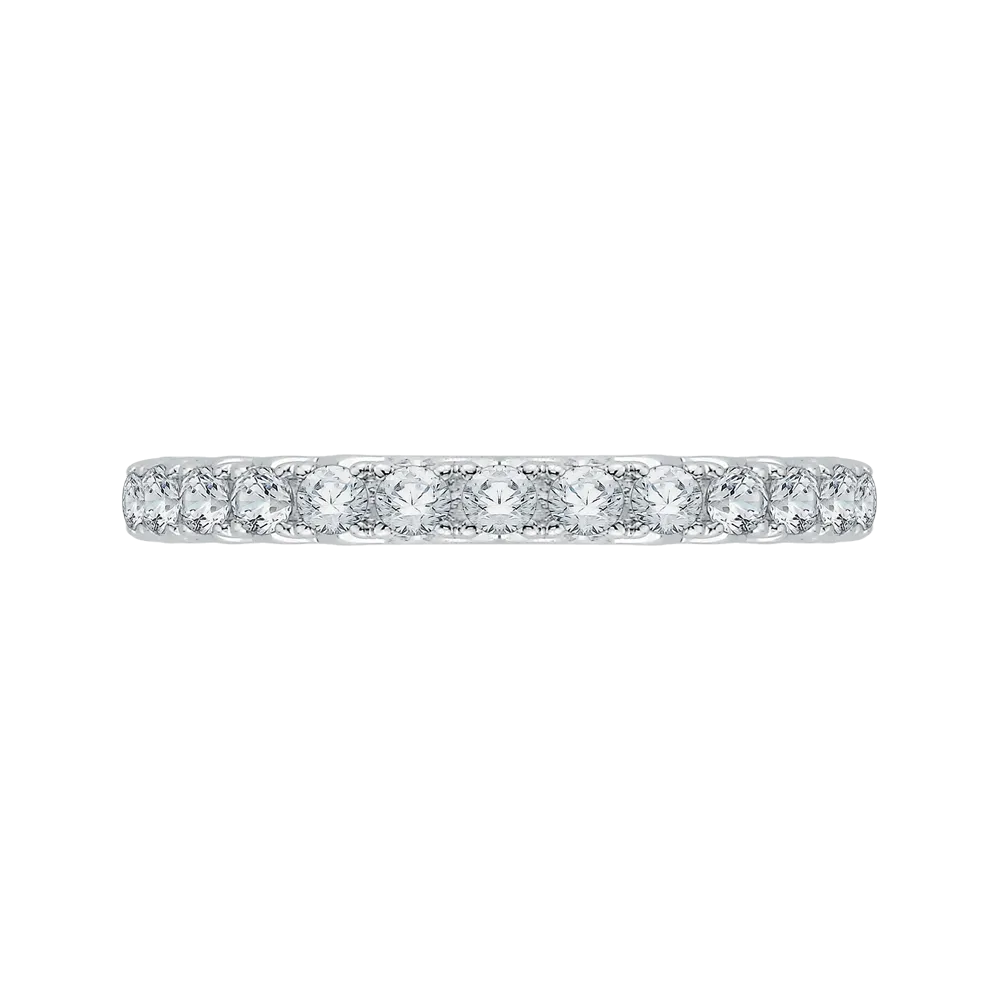 14K Two Tone Gold Round Diamond Half Eternity Wedding Band