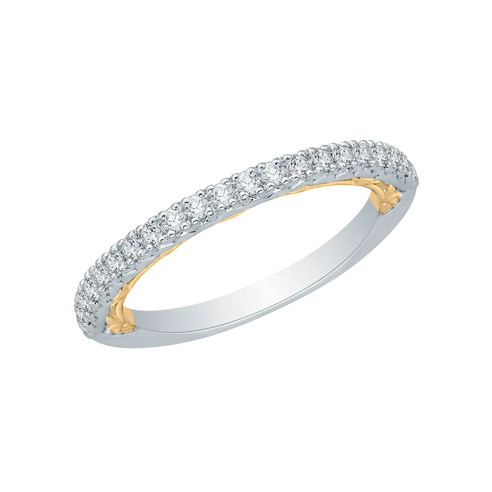 14K Two Tone Gold Round Diamond Half Eternity Wedding Band