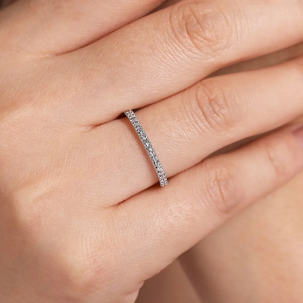 14K White Gold Diamond Stackable Ring - LR51756W45JJ