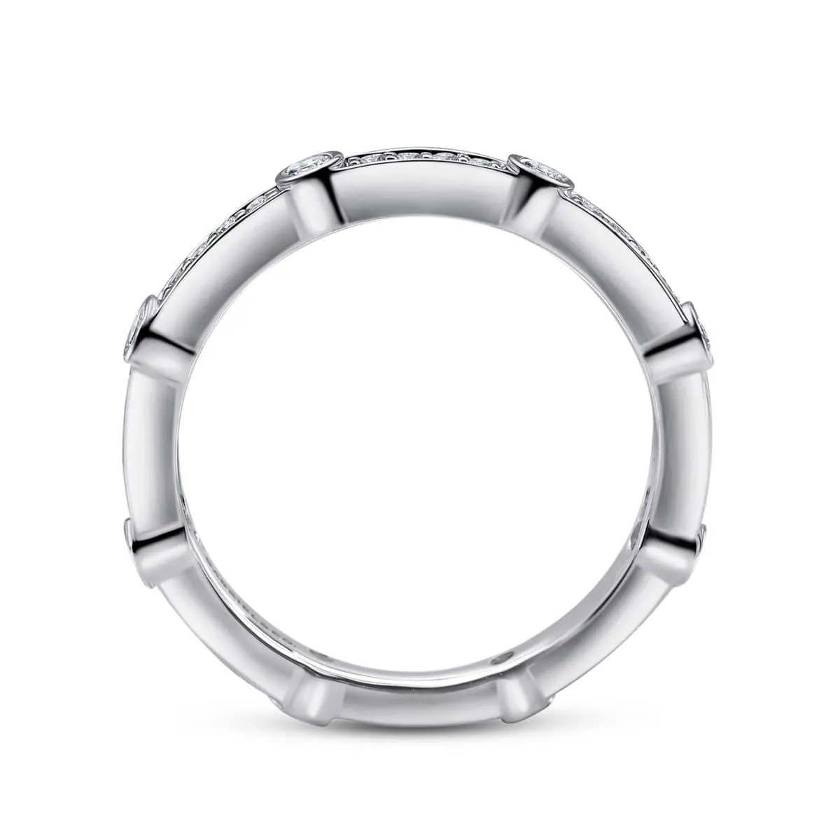 14K White Gold Diamond Station Stackable Ring - LR5688W45JJ