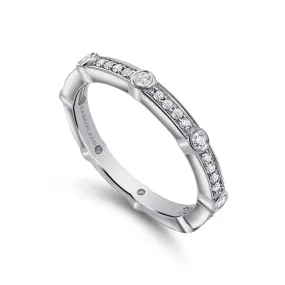 14K White Gold Diamond Station Stackable Ring - LR5688W45JJ