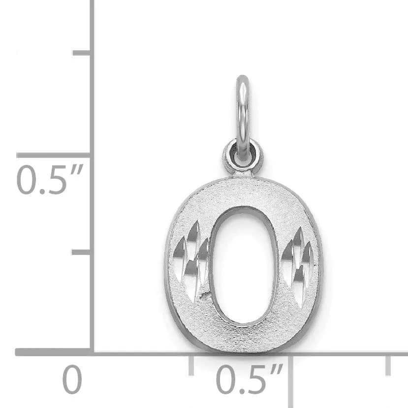 14k White Gold Satin Diamond Cut Finish Letter O Initial Pendant