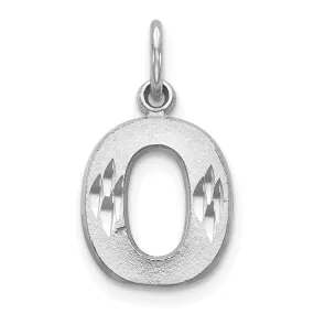 14k White Gold Satin Diamond Cut Finish Letter O Initial Pendant