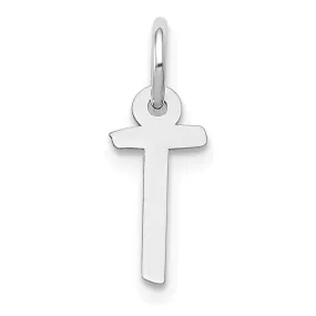 14k White Gold Small Slanted Block Letter T Initial Pendant