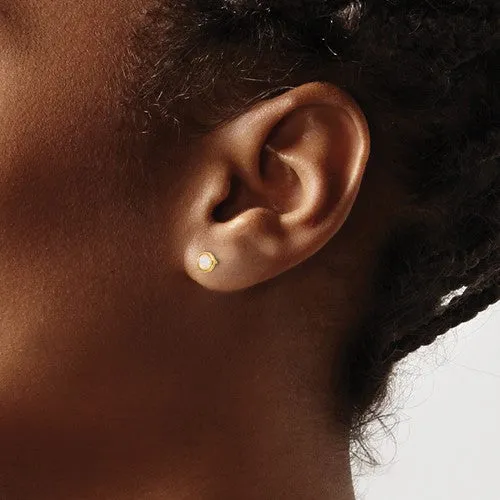 14k Yellow Gold Opal 6mm Bezel Post Earrings