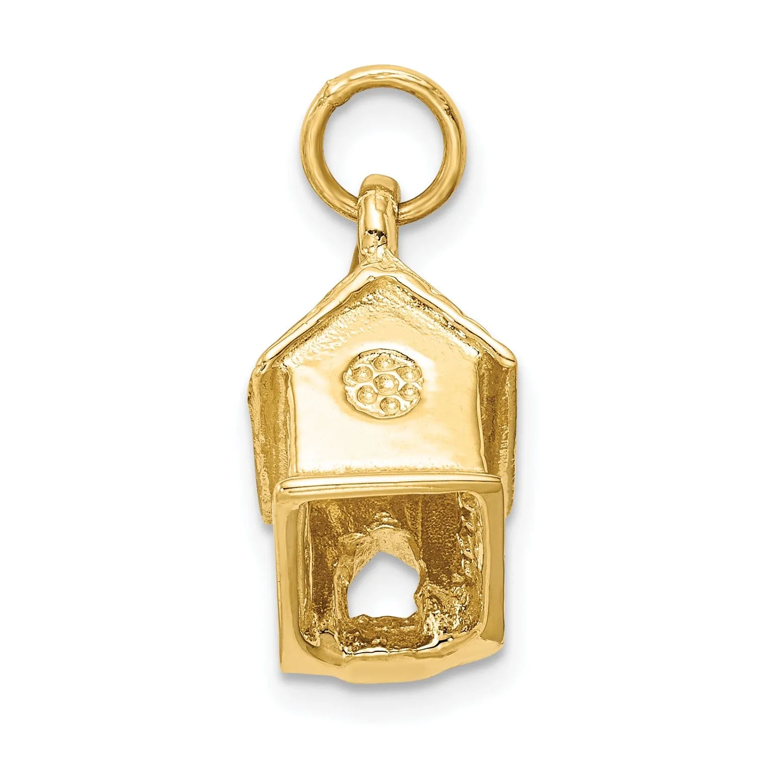 14k Yellow Gold Polish Finish 3D Church Building with Steeple Pendant