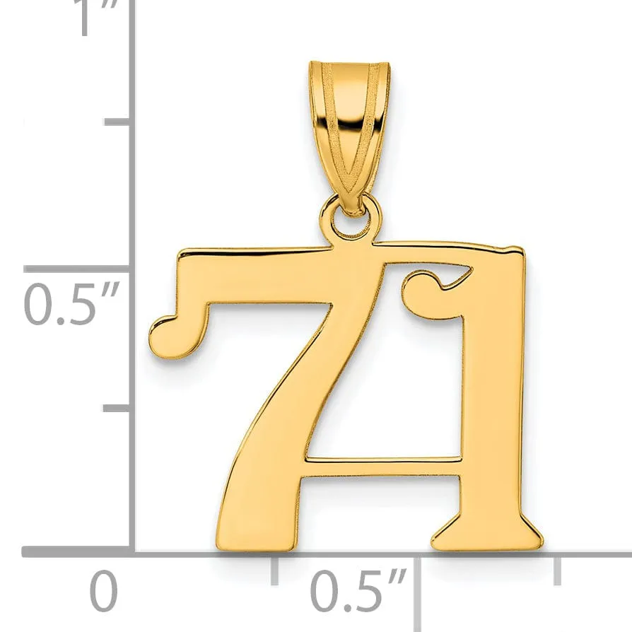 14k Yellow Gold Polished Finish Number 71 Charm Pendant