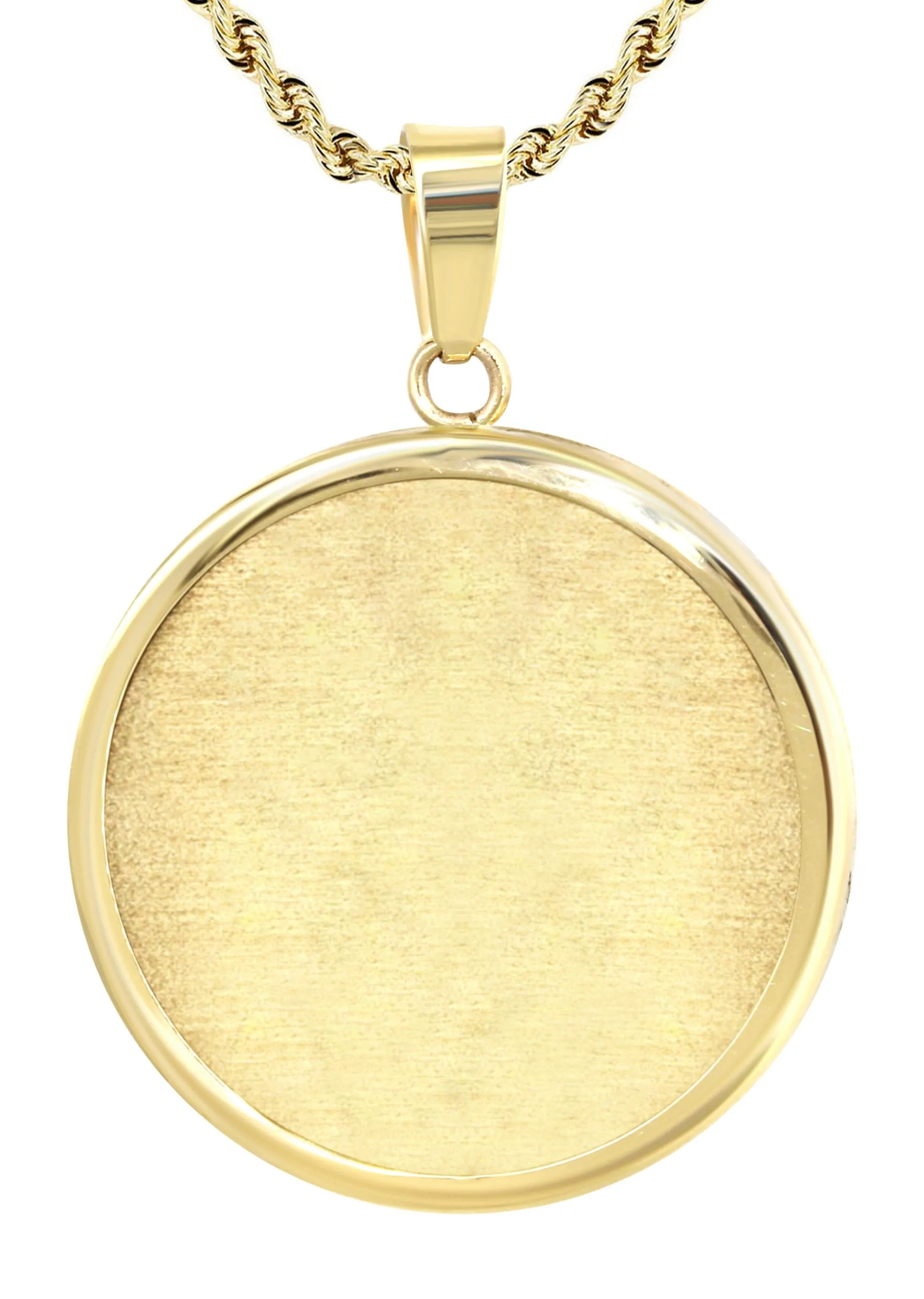14K Yellow Gold Round Picture Pendant Necklace | Appx. 1.5 Inches