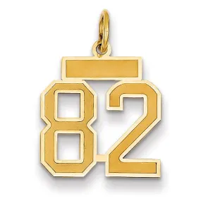 14k Yellow Gold Satin Brush Finish Small Size Number 82 Charm Pendant