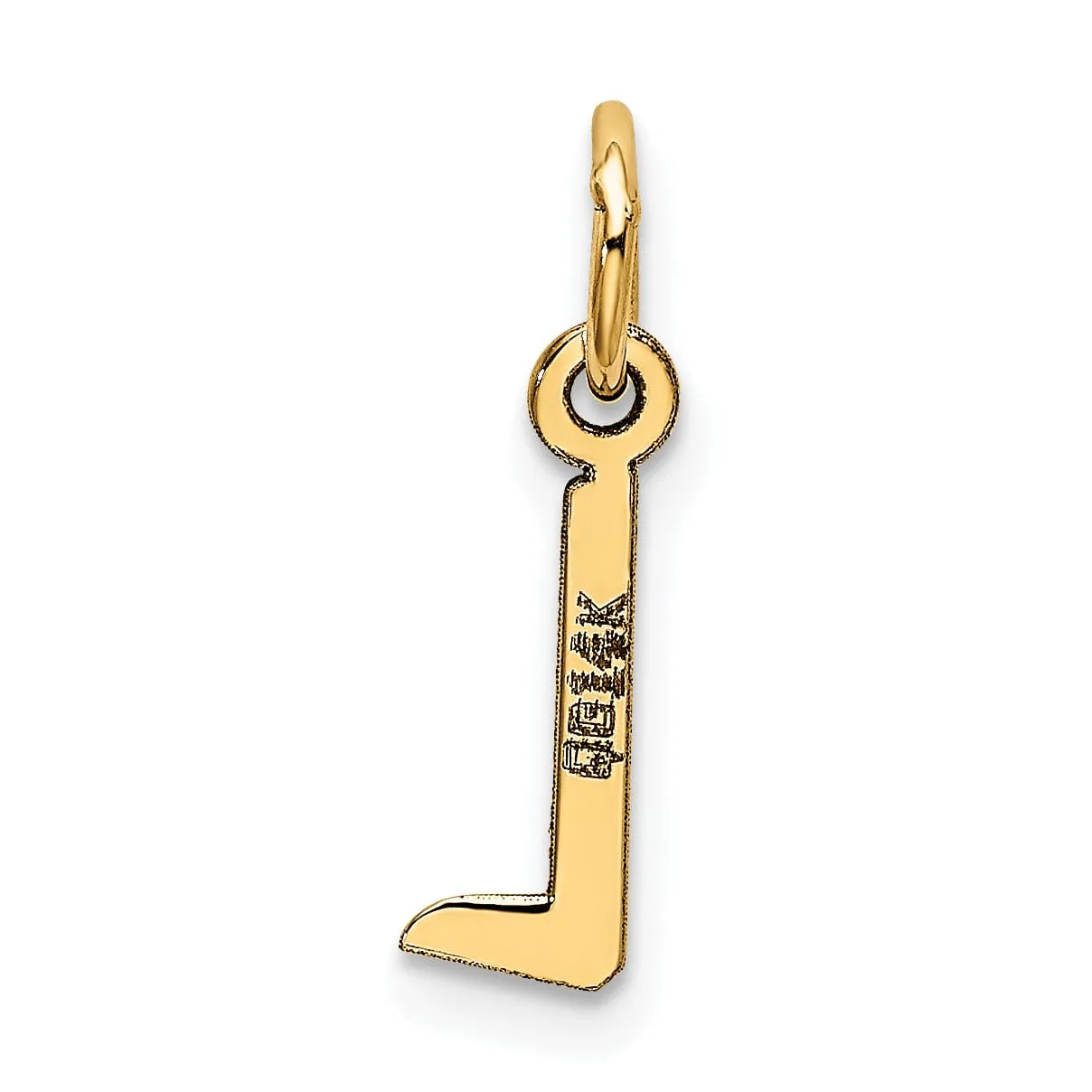 14k Yellow Gold Small Slanted Block Letter L Initial Pendant