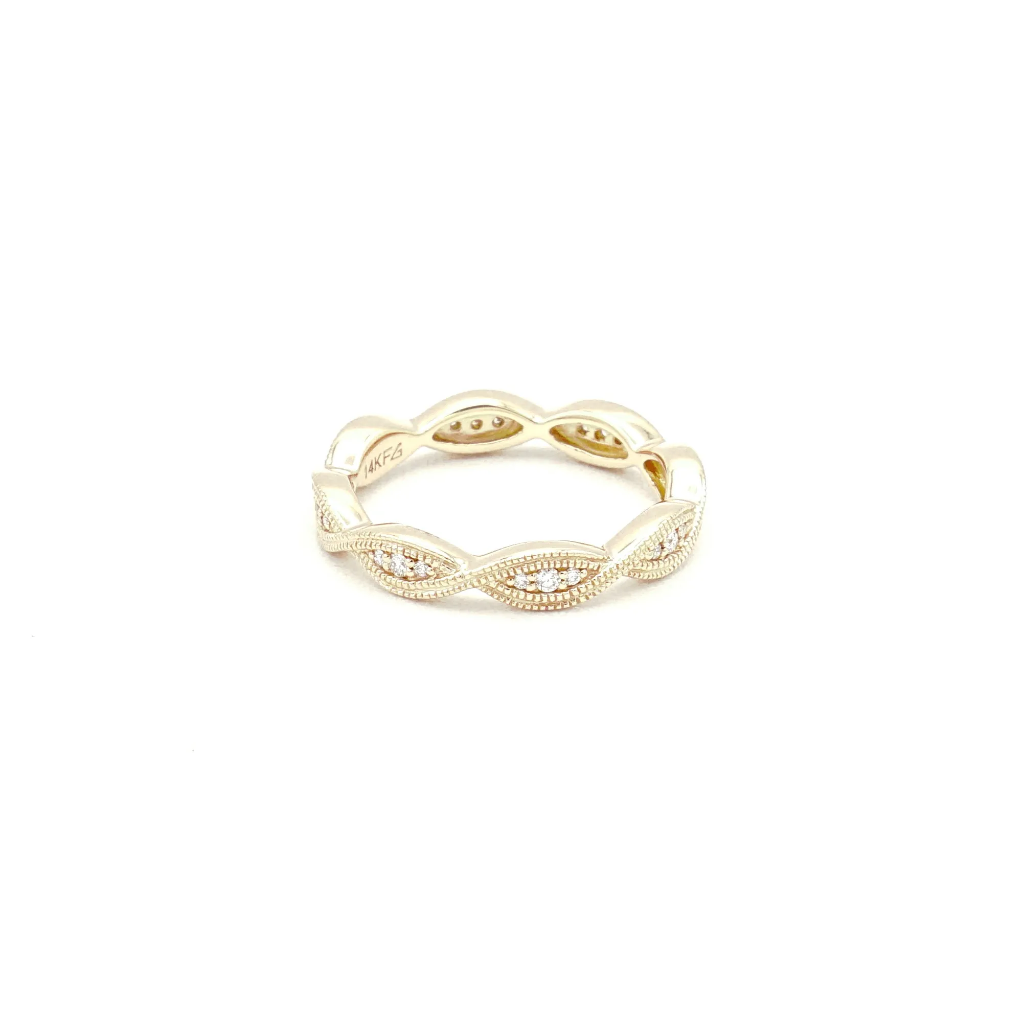 14k Yellow Gold Stackable Eternity Diamond Band