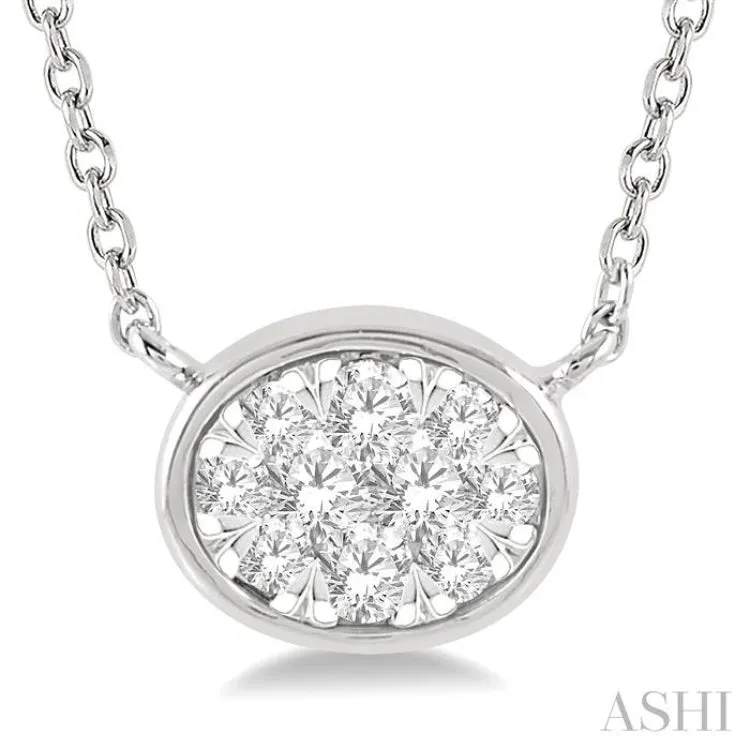 1/6 Ctw Oval Shape Pendant Lovebright Diamond Necklace in 14K White Gold