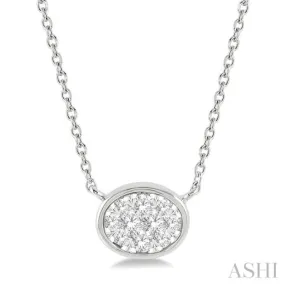 1/6 Ctw Oval Shape Pendant Lovebright Diamond Necklace in 14K White Gold