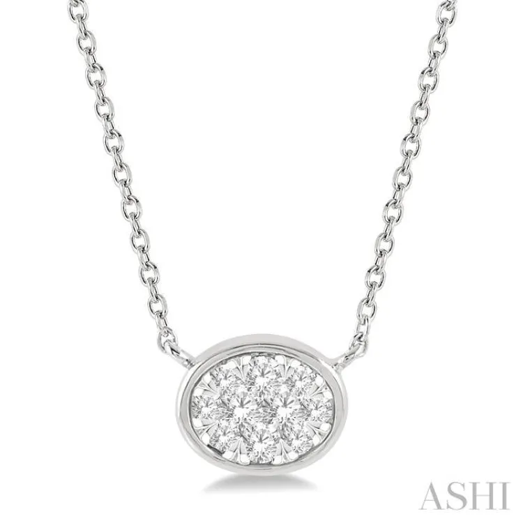 1/6 Ctw Oval Shape Pendant Lovebright Diamond Necklace in 14K White Gold