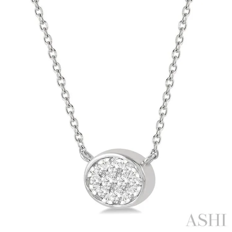 1/6 Ctw Oval Shape Pendant Lovebright Diamond Necklace in 14K White Gold