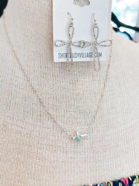 16" Kingman Turquoise Cross Sterling Silver Necklace