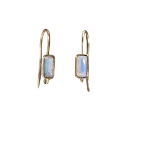 18k Gold Opal Earrings Baguette Teardrop