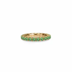 18K Gold Stretch Green Tsavorite Eternity Rings, .6-3.0 Carats