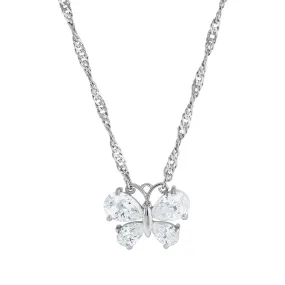 1928 Jewelry&reg; Silver-Tone Cubic Zirconia Butterfly Necklace 16"Adj.