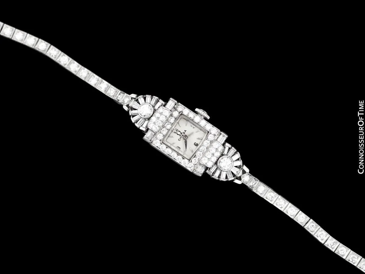1950's Vintage Ladies Watch with Omega Movement - Platinum over 3.5 Carats of Diamonds