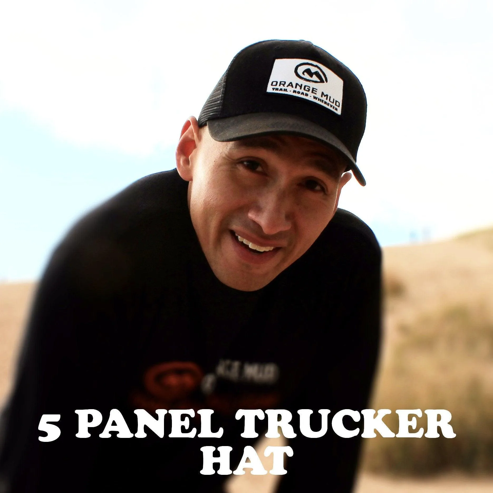 5 Panel Black Trucker Hat