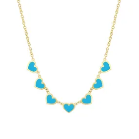 7 Extra Small Turquoise Heart Necklace