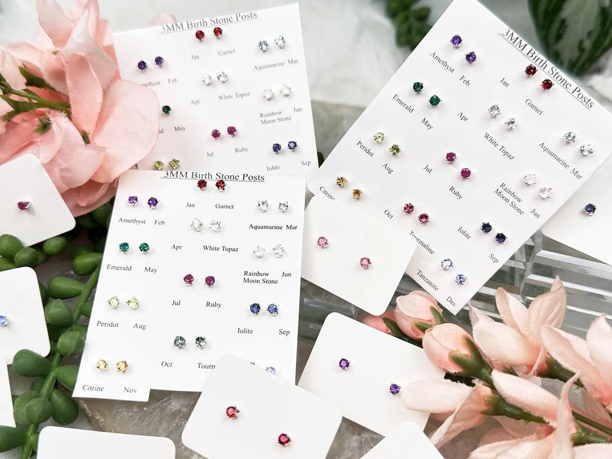 925 Silver Crystal Birthstone Earrings