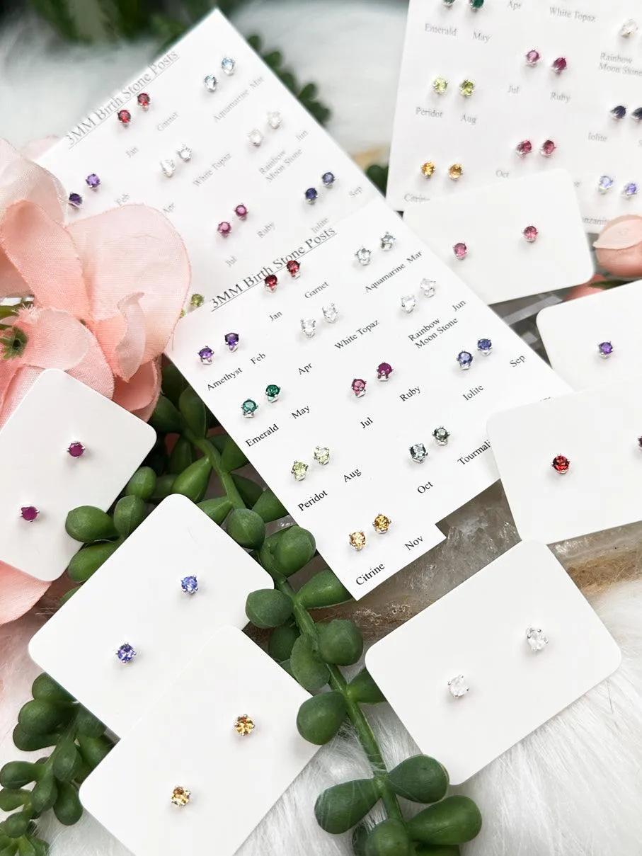 925 Silver Crystal Birthstone Earrings