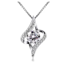 925 Sterling Silver 1ct. Silver Necklace Mothers Day Valentines Anniversary Gift Twist Simulated Diamond Stud Chain 20in.