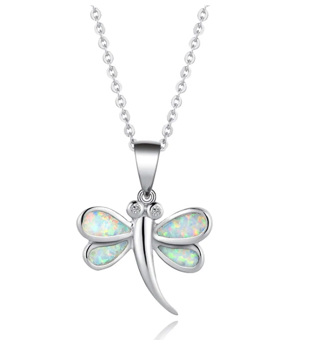 925 Sterling Silver Dragonfly Pendant Necklace Dragonfly Jewelry Chain Birthday Gift 18in.